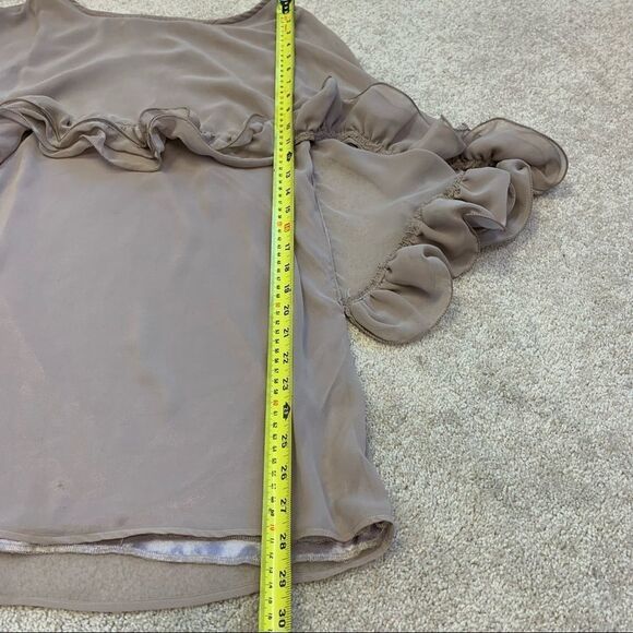 Chloe vintage taupe silk draped ruffle frill lined designer blouse size … - Picture 8 of 10